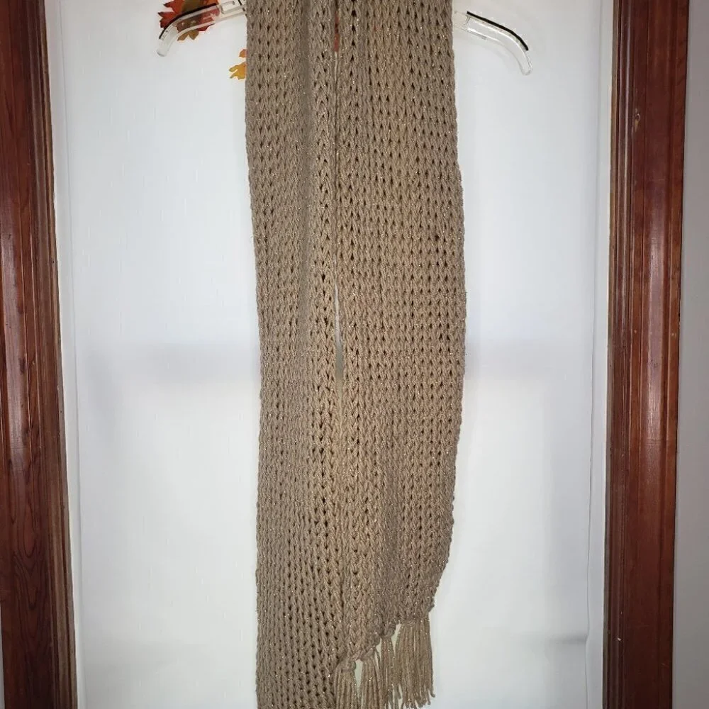 Beige and gold sparkle scarf